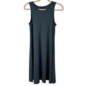 Md Quince A-Line Sleeveless Tencel Jersey Swing Dress Dark Olive Chic Comfy Eco